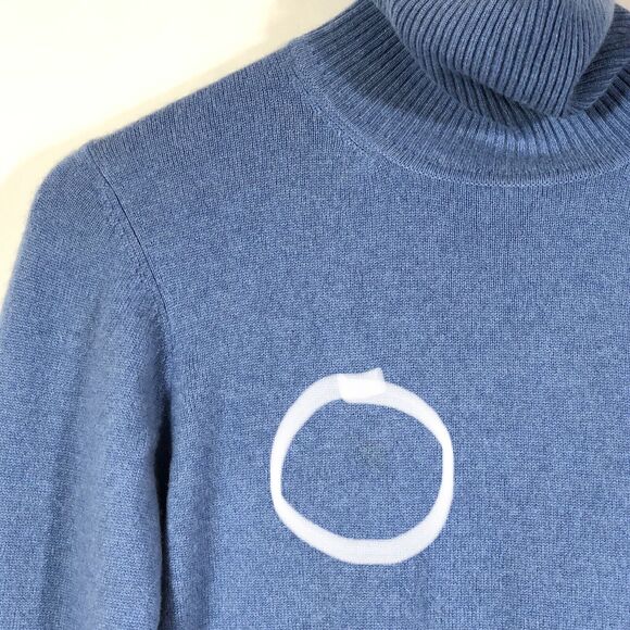 CULLEN Blue 100% Cashmere Sweater Turtleneck Light Pastel Women’s Medium Preppy - Picture 3 of 10